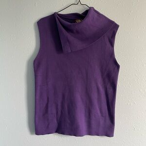 Purple knit top with collar